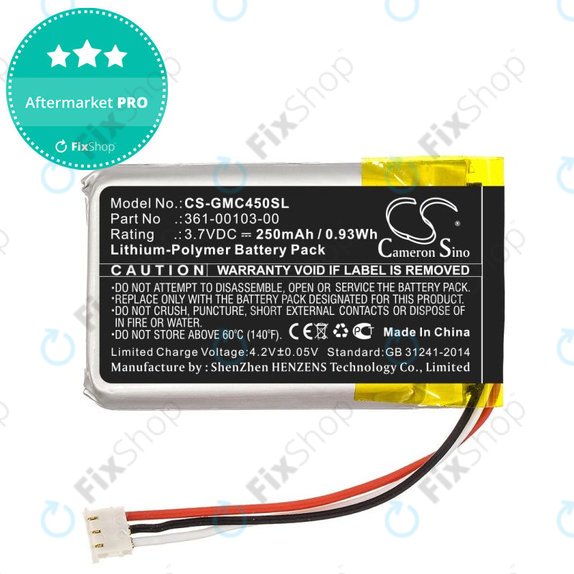 Akkumulátor Garmin DashCam 45, DashCam 46, DashCam 55, DashCam 56, DashCam 66, 250mAh, Li-Pol, 3.7V, 361-00103-00, HQ