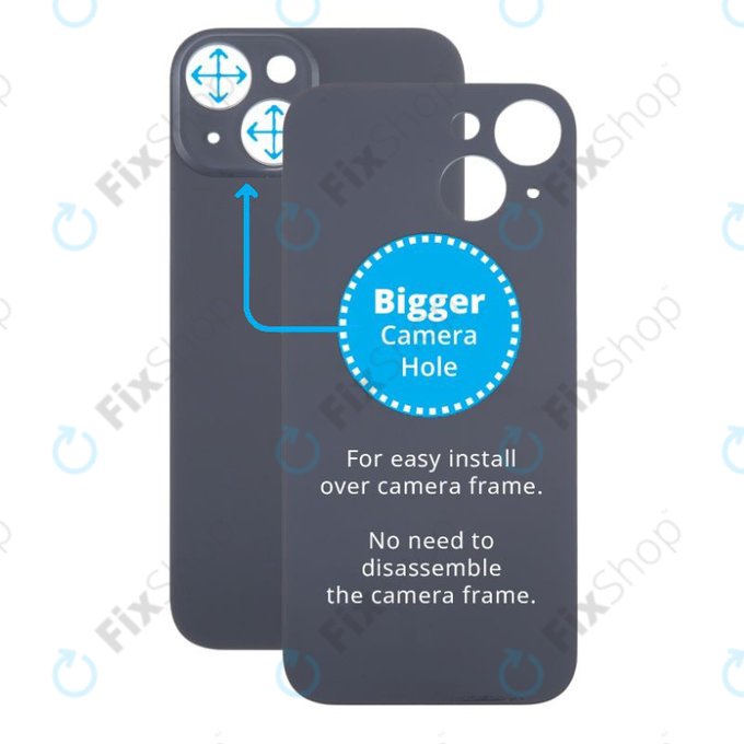 Apple iPhone 15 - Hátsó Ház Üveg Nagyobb Kamera Nyílással (Black)