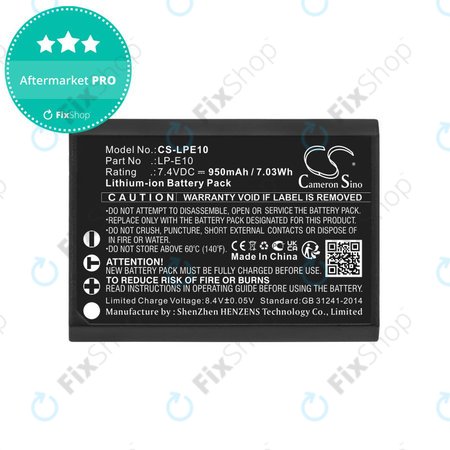 Akkumulátor Canon EOS 1100D, EOS 1300D, 950mAh, Li-Ion, 7.4V, LP-E10, HQ