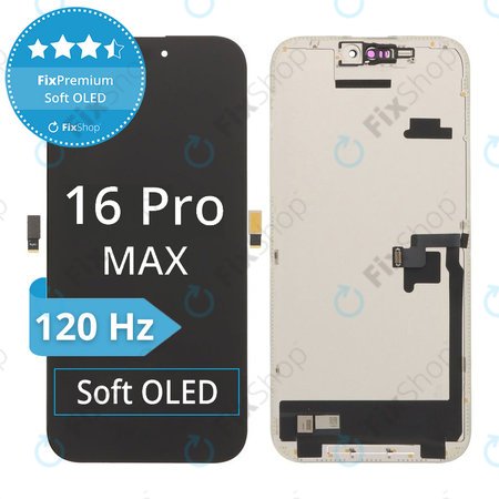 Kijelző Soft OLED iPhone 16 Pro Max - Érintőüveg + Keret, DIAGNOSTIC