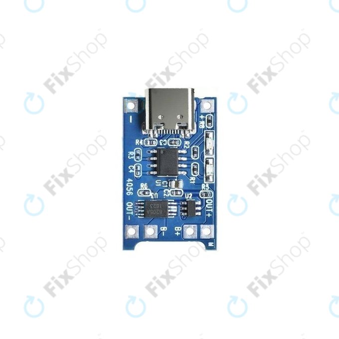 TP4056 töltőmodul 18650 Li-ion akkumulátorhoz, USB-C, 1A