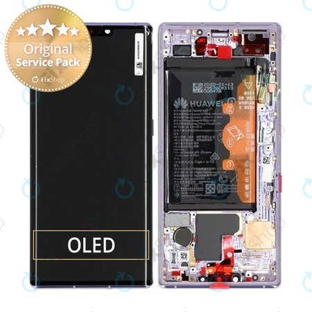 Huawei Mate 30 Pro - LCD Kijelző + Érintőüveg + Keret + Akkumulátor (Space Silver) - 02353EQX, 02353HJH