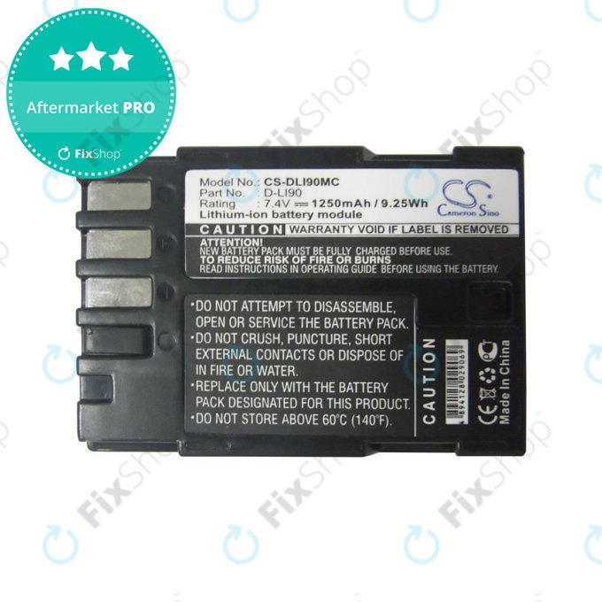 Akkumulátor Pentax 645d, K-5, 1250mAh, Li-Ion, 7.4V, D-LI90, HQ