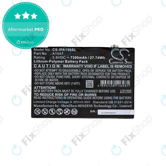 Apple iPad Air 2, iPad (6th Gen 2018) - Akkumulátor A1547 7300mAh HQ