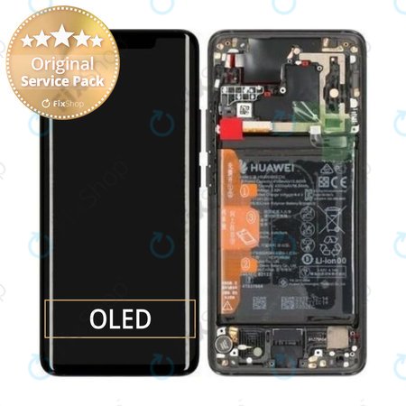 Huawei Mate 20 Pro - LCD Kijelző + Érintőüveg + Keret + Akkumulátor (Black Leather) - 02352GTH Genuine Service Pack