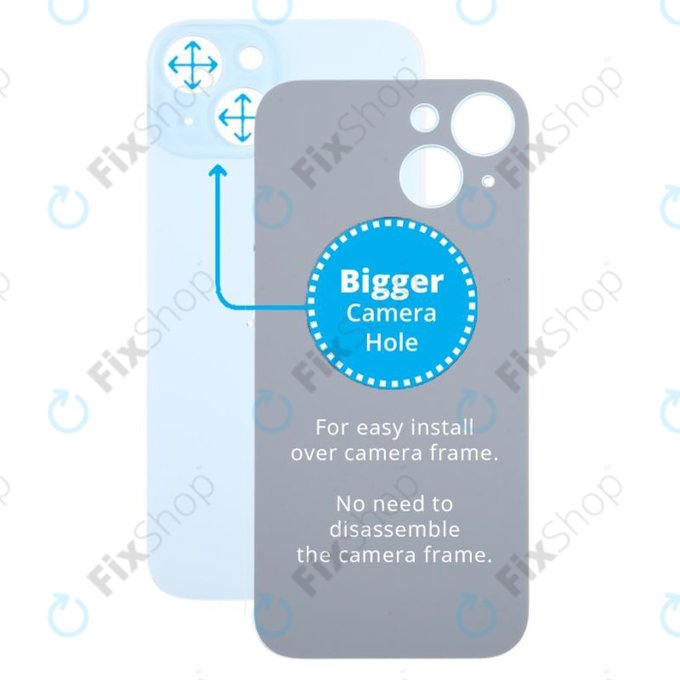 Apple iPhone 15 - Hátsó Ház Üveg Nagyobb Kamera Nyílással (Blue)