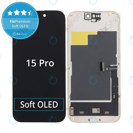 Apple iPhone 15 Pro - LCD Kijelző + Érintőüveg + Keret Soft OLED FixPremium JCID