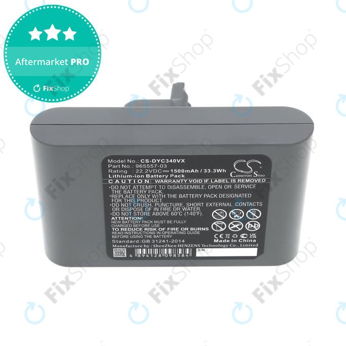 Akkumulátor Dyson DC31, DC34, DC35, DC44, DC45, DC56, 1500mAh, Li-Ion, 22.2V, 965557-03, HQ