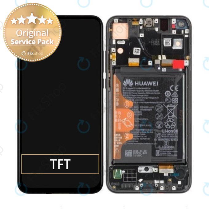 Huawei Honor View 20 - LCD Kijelző + Érintőüveg + Keret + Akkumulátor (Midnight Black) - 02352JKP Genuine Service Pack