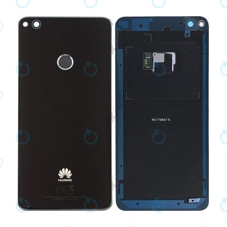 Huawei P9 Lite (2017), Honor 8 Lite - Akkumulátor Fedőlap + Ujjlenyomat Érzékelő ujj (Black) - 02351CTK, 02351FVQ Genuine Service Pack