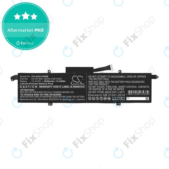 Akkumulátor Asus ROG Zephyrus G14 Ga401, 4850mAh, Li-Pol, 15.4V, C41N1908, HQ
