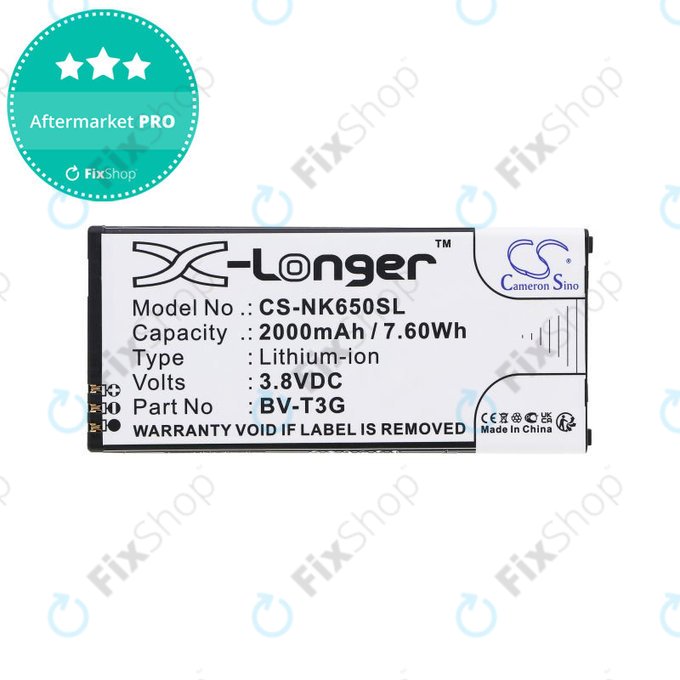 Akkumulátor Nokia Lumia 650, 2000mAh, Li-Ion, 3.8V, BV-T3G, HQ