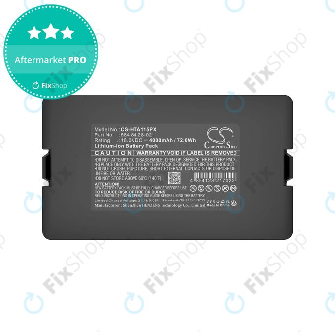 Akkumulátor Flymo Easilife 200, Gardena Automower 310, Husqvarna Automower 315X, 4000mAh, Li-Ion, 18.0V, 584 84 28-02, HQ