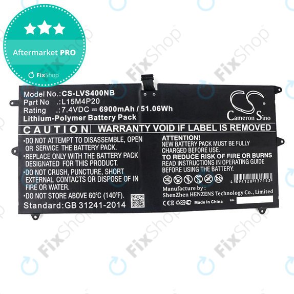 Akkumulátor Lenovo Yoga 4S, 900S, 6900mAh, Li-Pol, 7.4V, L15M4P20, HQ