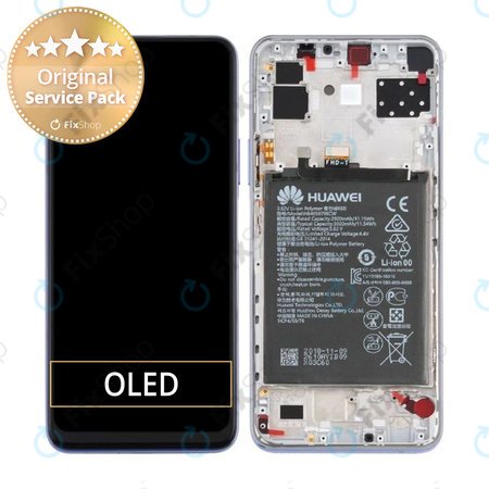 Huawei Nova 7 - LCD Kijelző + Érintőüveg + Keret + Akkumulátor (Space Silver) - 02353NSA