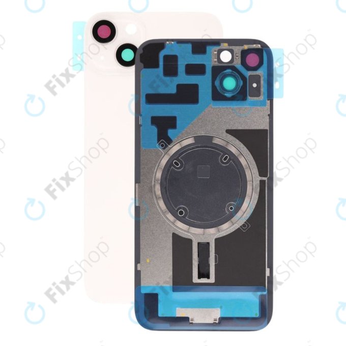 Apple iPhone 14 Plus - Hátsó üveg + Kamera lencse + Fémlemez + Magsafe mágnes (Starlight)