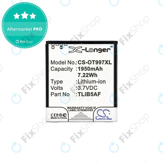Akkumulátor Alcatel One Touch 997, X Pop, TCL S710, S800, 1950mAh, Li-Ion, 3.7V, TLiB5AF, HQ