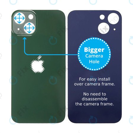 Apple iPhone 13 - Hátsó ház üveg Nagyobb Kamera Nyílással (Green)