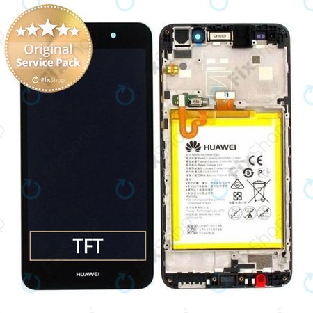 Huawei Y6 II - LCD Kijelző + Érintőüveg + Keret + Akkumulátor (Black) - 02350XME. 02350VUG Genuine Service Pack