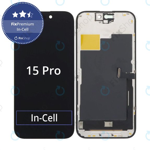 Kijelző In-Cell FHD iPhone 15 Pro, Érintőüveg kerettel, FixPremium