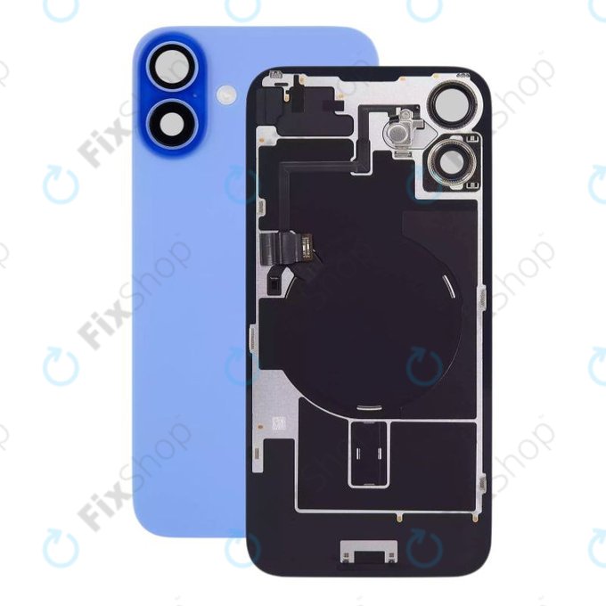 Apple iPhone 16 - Hátsó üveg + Kamera lencse + Fémlemez + Magsafe mágnes (Ultramarine)