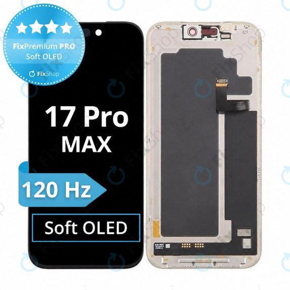 Kijelző Soft OLED 120Hz iPhone 17 Pro Max, Érintőüveg kerettel, FixPremium PRO
