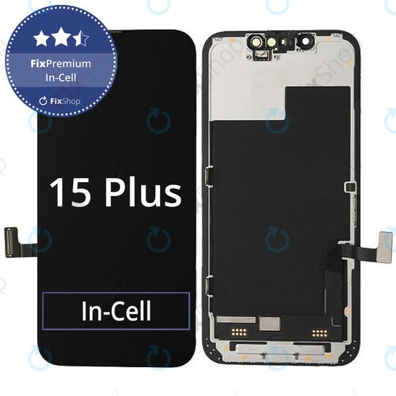 Kijelző In-Cell FHD iPhone 15 Plus, Érintőüveg kerettel, FixPremium