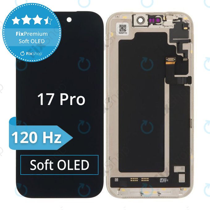 Kijelző Soft OLED 120Hz iPhone 17 Pro - Érintőüveg + Keret, DIAGNOSTIC