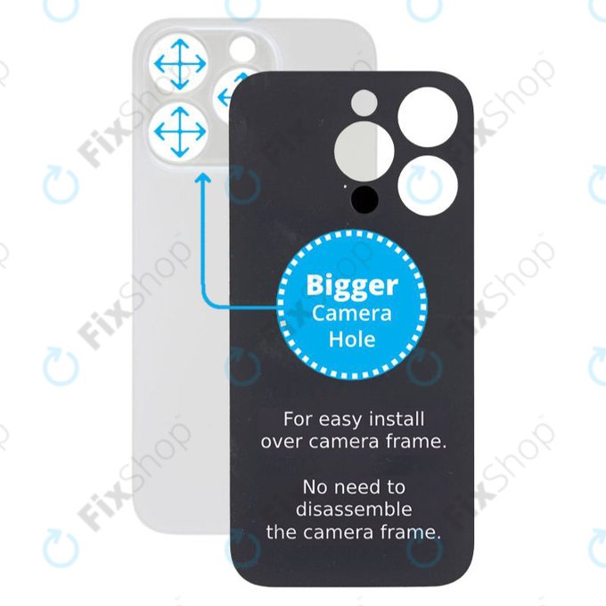 Apple iPhone 14 Pro - Hátsó Ház Üveg Nagyobb Kamera Nyílással (Silver)