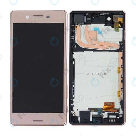 Sony Xperia X Performance F8131, F8132 - LCD Kijelző + Érintőüveg + Keret (Rózsaszín) - 1302-3696