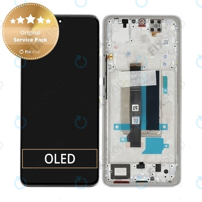 Xiaomi Redmi Note 13 Pro+ 23090RA98C - LCD Kijelző + Érintőüveg + Keret (Moonlight White) - 560001N16U00 Genuine Service Pack