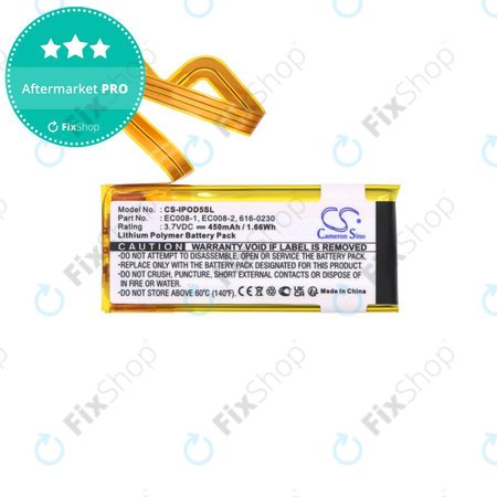 Akkumulátor Apple iPod Classic 6th Gen, iPod 5G, iPod Video, 450mAh, Li-Pol, 3.7V, EC008, HQ