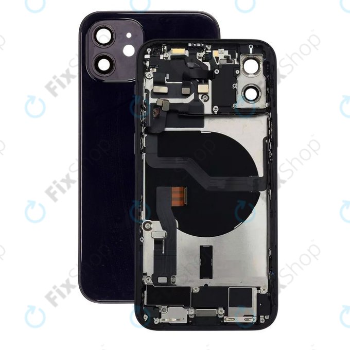 Apple iPhone 12 - Hátsó Ház Apró Alkatrészekkel (Black)