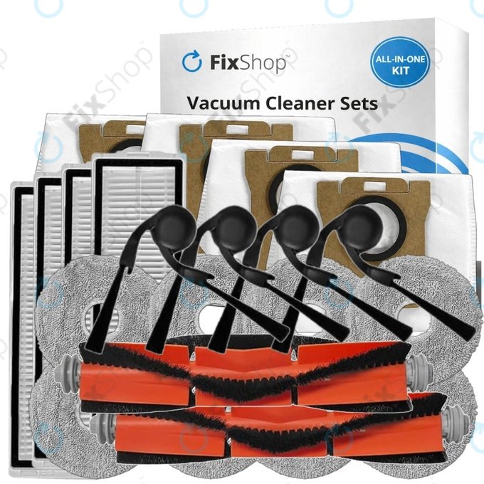 Pótalkatrész készletXiaomi Robot Vacuum 5, 5 Pro (2x Főkefe, 4x Szűrő, 4x Oldalkefe, 8x Felmosórongy, 4x Porzsák)