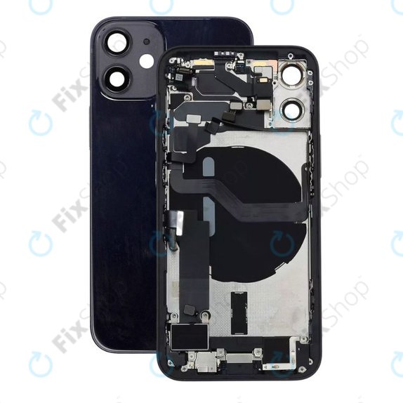Apple iPhone 12 Mini - Hátsó Ház Apró Alkatrészekkel (Black)