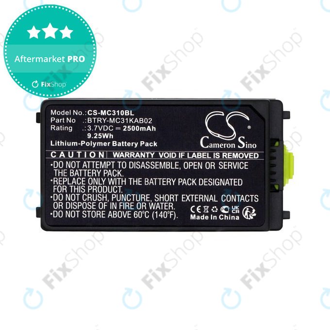 Akkumulátor Symbol, Zebra MC3100, MC3190, 2500mAh, Li-Pol, 3.7V, BTRY-MC31KAB02, HQ