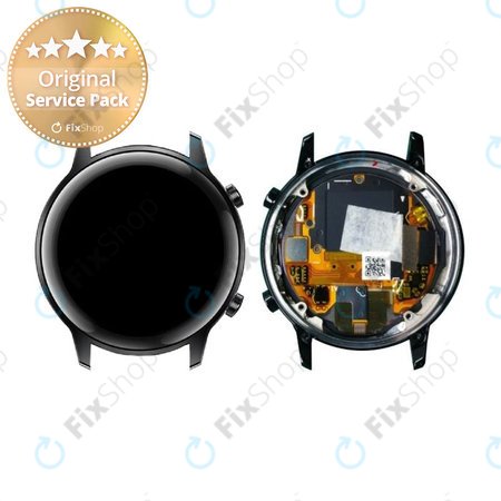 Huawei Honor Watch Magic 2 42mm - LCD Kijelző + Érintőüveg + Keret (Charcoal Black) - 02353LBK Genuine Service Pack