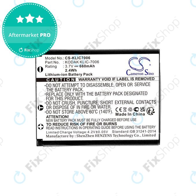 Akkumulátor Kodak EasyShare, 660mAh, Li-Ion, 3.7V, LB-012, KLIC-7006, HQ