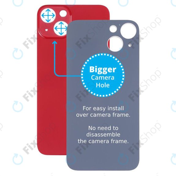 Apple iPhone 13 - Hátsó Ház Üveg Nagyobb Kamera Nyílással (Red)