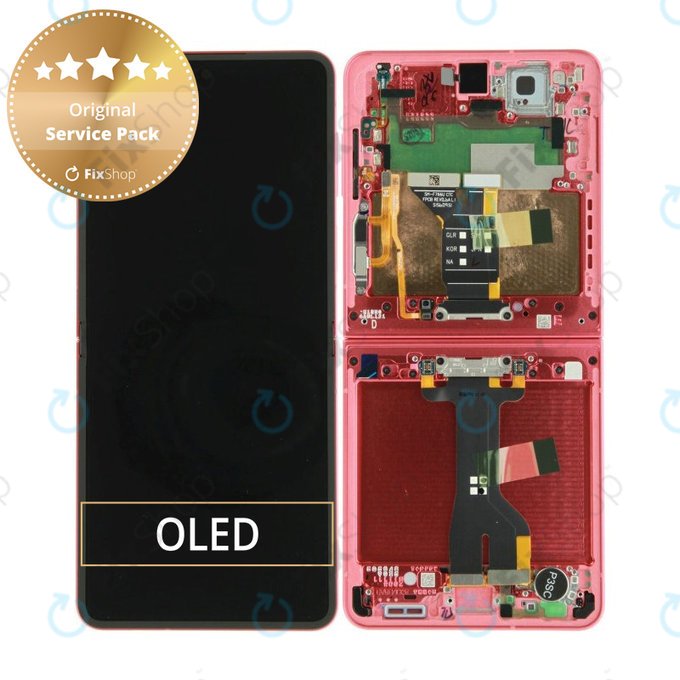 Samsung Galaxy Z Flip 7 F766B - LCD Kijelző + Érintőüveg + Keret (Coralred) - GH82-37581D Genuine Service Pack