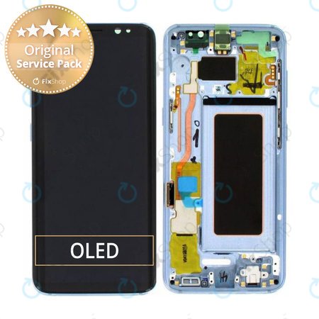 Samsung Galaxy S8 G950F - LCD Kijelző + Érintőüveg + Keret (Coral Blue) - GH97-20457D, GH97-20473D, GH97-20458D, GH97-20629D Genuine Service Pack