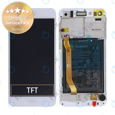Huawei P9 Lite Mini S-L22, Y6 Pro (2017) - LCD Kijelző + Érintőüveg + Keret + Akkumulátor (Silver) - 02351TUY, 02351KQL Genuine Service Pack