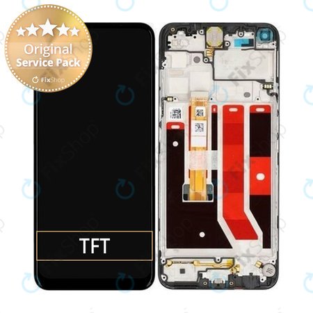 Oppo A53s - LCD Kijelző + Érintőüveg + Keret (Black) - O-4905105 Genuine Service Pack
