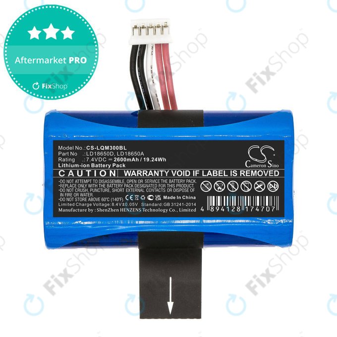 Akkumulátor Ingenico Apos A8, 2600mAh, Li-Ion, 7.4V, LD18650D, HQ