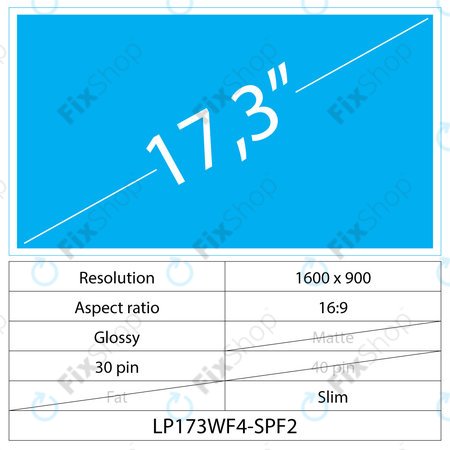 17.3 LCD Slim Fényes 30 pin HD+