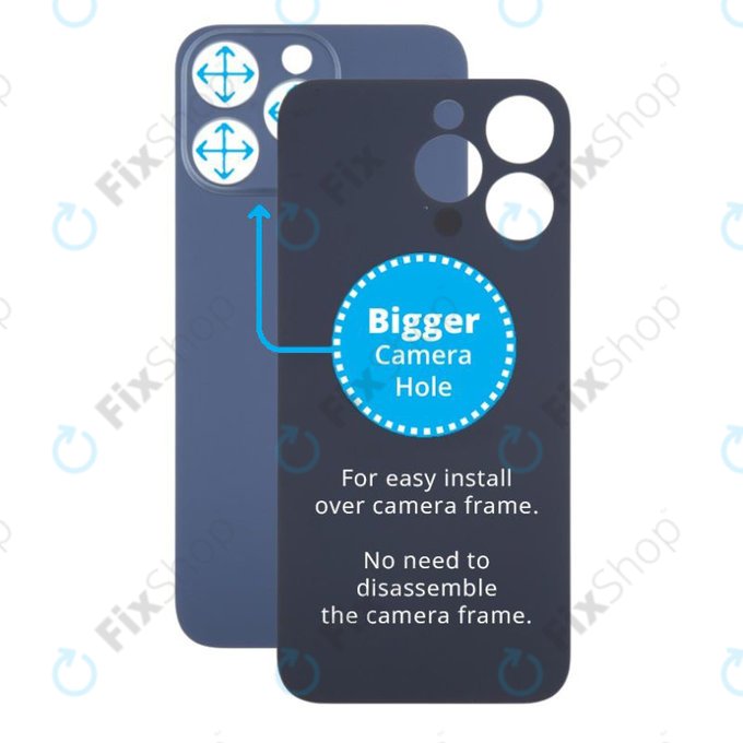 Apple iPhone 15 Pro Max - Hátsó Ház Üveg Nagyobb Kamera Nyílással (Blue Titanium)