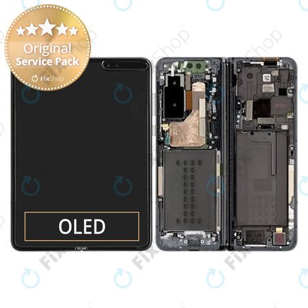 Samsung Galaxy Fold F900U - LCD Kijelző + Érintőüveg (Black) - GH82-20132E Genuine Service Pack