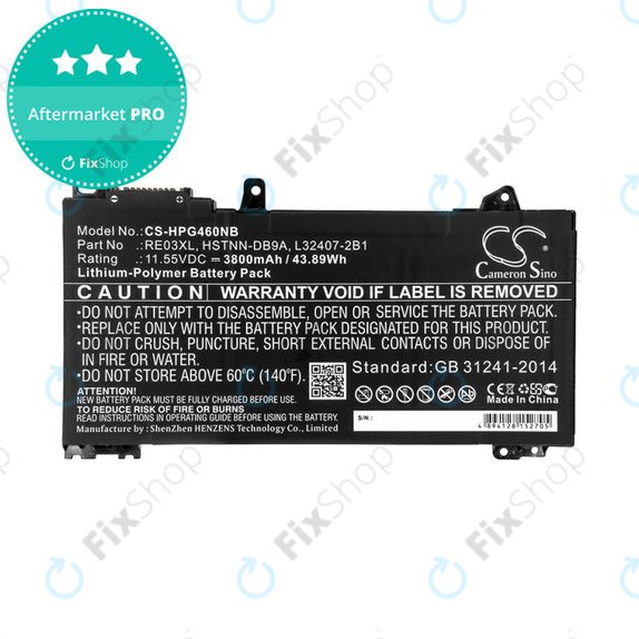 Akkumulátor HP ProBook 455, 450, 445, 440, 430 G6, 3800mAh, Li-Pol, 11.55V, RE03XL, HQ