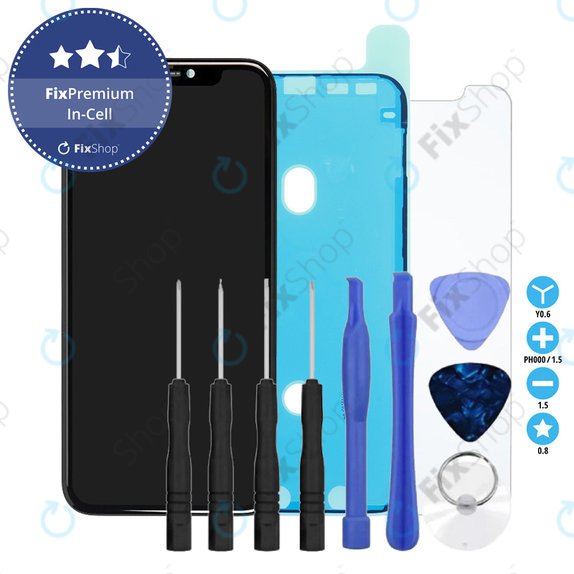 Kijelző In-Cell FHD iPhone 11, Érintőüveg kerettel, Ragasztó (Adhesive), Edzett üveg, Szerszámok, FixPremium