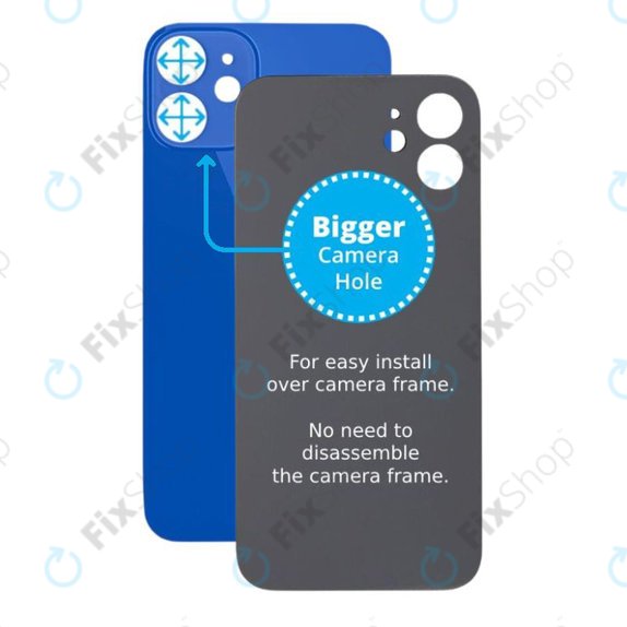 Apple iPhone 12 Mini - Hátsó Ház Üveg Nagyobb Kamera Nyílással (Blue)